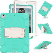 3-Layer Protection  Screen Frame + PC + Silicone Shockproof Combination Case with Holder For iPad 9.7 (2018) / (2017) / Air 2 / Pro 9.7(Mint Green)