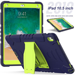 3-Layer Protection  Screen Frame + PC + Silicone Shockproof Combination Case with Holder For iPad Pro 10.5 (2019) / (2017)(NavyBlue+Lime)