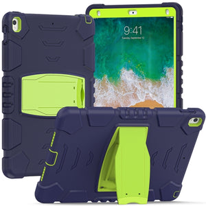 3-Layer Protection  Screen Frame + PC + Silicone Shockproof Combination Case with Holder For iPad Pro 10.5 (2019) / (2017)(NavyBlue+Lime)