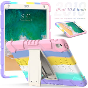 3-Layer Protection  Screen Frame + PC + Silicone Shockproof Combination Case with Holder For iPad Pro 10.5 (2019) / (2017)(Colorful Pink)