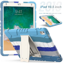 3-Layer Protection  Screen Frame + PC + Silicone Shockproof Combination Case with Holder For iPad Pro 10.5 (2019) / (2017)(Colorful Blue)