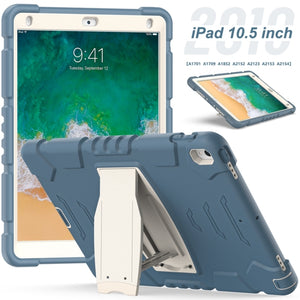 3-Layer Protection  Screen Frame + PC + Silicone Shockproof Combination Case with Holder For iPad Pro 10.5 (2019) / (2017)(Cornflower Blue)