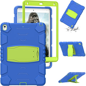 3-Layer Protection  Screen Frame + PC + Silicone Shockproof Combination Case with Holder For iPad Pro 10.5 (2019) / (2017)(Blue+Lime)
