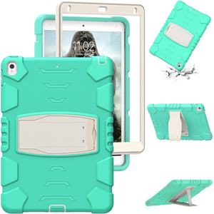 3-Layer Protection  Screen Frame + PC + Silicone Shockproof Combination Case with Holder For iPad Pro 10.5 (2019) / (2017)(Mint Green)
