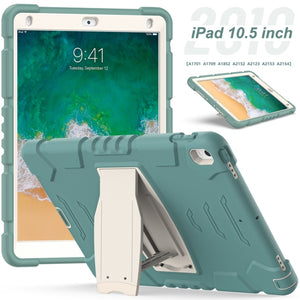 3-Layer Protection  Screen Frame + PC + Silicone Shockproof Combination Case with Holder For iPad Pro 10.5 (2019) / (2017)(Emerald Green)