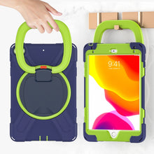 Silicone + PC Protective Case with Holder & Shoulder Strap For iPad mini 5 / 4(Navy Blue+Yellow Green)