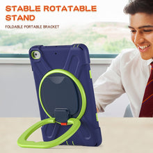 Silicone + PC Protective Case with Holder & Shoulder Strap For iPad mini 5 / 4(Navy Blue+Yellow Green)