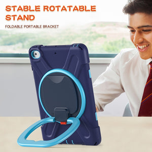 Silicone + PC Protective Case with Holder & Shoulder Strap For iPad mini 5 / 4(Navy Blue)