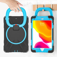 Silicone + PC Protective Case with Holder & Shoulder Strap For iPad mini 5 / 4(Black+Blue)