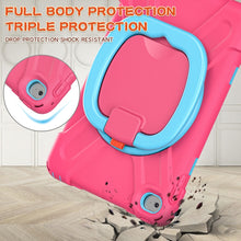 Silicone + PC Protective Case with Holder & Shoulder Strap For iPad mini 5 / 4(Rose Red+Blue)