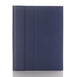 YA11B-A 2021 Detachable Lambskin Texture Round Keycap Bluetooth Keyboard Leather Tablet Case with Touch Control & Pen Slot & Stand For iPad Pro 11 (2021)(Dark Blue)