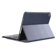 YA11B-A 2021 Detachable Lambskin Texture Round Keycap Bluetooth Keyboard Leather Tablet Case with Touch Control & Pen Slot & Stand For iPad Pro 11 (2021)(Dark Blue)