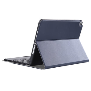 YA11B-A 2021 Detachable Lambskin Texture Round Keycap Bluetooth Keyboard Leather Tablet Case with Touch Control & Pen Slot & Stand For iPad Pro 11 (2021)(Dark Blue)
