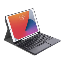 YA11B-A 2021 Detachable Lambskin Texture Round Keycap Bluetooth Keyboard Leather Tablet Case with Touch Control & Pen Slot & Stand For iPad Pro 11 (2021)(Dark Blue)