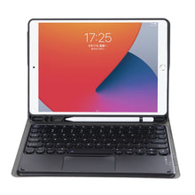 YA11B-A 2021 Detachable Lambskin Texture Round Keycap Bluetooth Keyboard Leather Tablet Case with Touch Control & Pen Slot & Stand For iPad Pro 11 (2021)(Dark Blue)