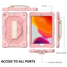 For iPad 10.2 2021 / 2020 / 2019 Contrast Color Robot Shockproof Silicon + PC Protective Case with Holder & Shoulder Strap(Rose Gold)