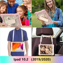 For iPad 10.2 2021 / 2020 / 2019 Contrast Color Robot Shockproof Silicon + PC Protective Case with Holder & Shoulder Strap(Rose Gold Beige)