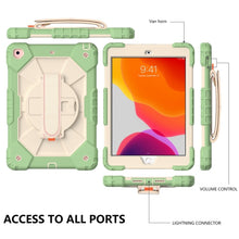 For iPad 10.2 2021 / 2020 / 2019 Contrast Color Robot Shockproof Silicon + PC Protective Case with Holder & Shoulder Strap(Matcha Green Beige)