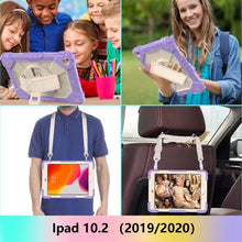 For iPad 10.2 2021 / 2020 / 2019 Contrast Color Robot Shockproof Silicon + PC Protective Case with Holder & Shoulder Strap(Purple Beige)