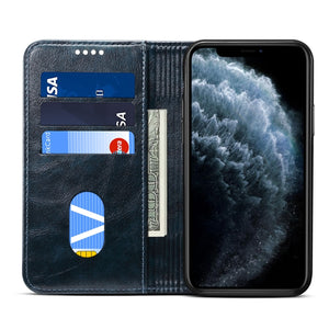 For iPhone 11 Baroque Simple Horizontal Flip Leather Case, with Holder & Card Slots & Wallet(Blue)