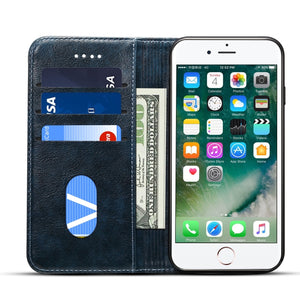 For iPhone SE 2022 / SE 2020 / 8 / 7 Baroque Simple Horizontal Flip Leather Case with Holder & Card Slots & Wallet(Blue)