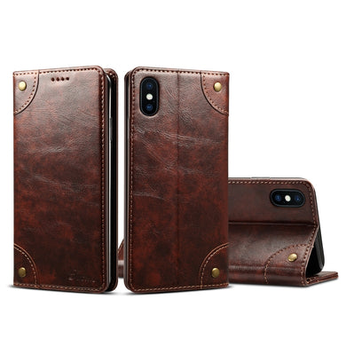 For iPhone XS Max Baroque Simple Horizontal Flip Leather Case, with Holder & Card Slots & Wallet(Dark Brown)