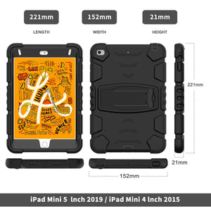3-Layer Protection Screen Frame + PC + Silicone Shockproof Combination Case with Holder For iPad mini 5 / 4(Black)