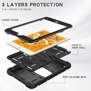 3-Layer Protection Screen Frame + PC + Silicone Shockproof Combination Case with Holder For iPad mini 5 / 4(Black)