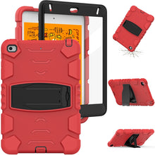 3-Layer Protection Screen Frame + PC + Silicone Shockproof Combination Case with Holder For iPad mini 5 / 4(Red+Black)