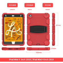 3-Layer Protection Screen Frame + PC + Silicone Shockproof Combination Case with Holder For iPad mini 5 / 4(Red+Black)