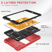 3-Layer Protection Screen Frame + PC + Silicone Shockproof Combination Case with Holder For iPad mini 5 / 4(Red+Black)