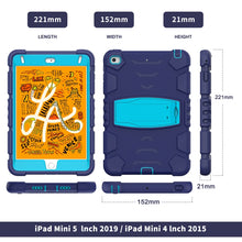 3-Layer Protection Screen Frame + PC + Silicone Shockproof Combination Case with Holder For iPad mini 5 / 4(NavyBlue + Blue)