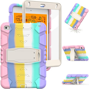 3-Layer Protection Screen Frame + PC + Silicone Shockproof Combination Case with Holder For iPad mini 5 / 4(Colorful Pink)