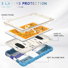 3-Layer Protection Screen Frame + PC + Silicone Shockproof Combination Case with Holder For iPad mini 5 / 4(Colorful Blue)