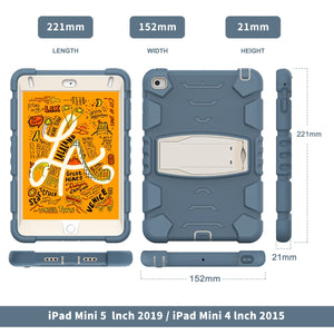 3-Layer Protection Screen Frame + PC + Silicone Shockproof Combination Case with Holder For iPad mini 5 / 4(Cornflower Blue)