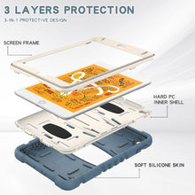 3-Layer Protection Screen Frame + PC + Silicone Shockproof Combination Case with Holder For iPad mini 5 / 4(Cornflower Blue)