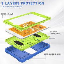 3-Layer Protection Screen Frame + PC + Silicone Shockproof Combination Case with Holder For iPad mini 5 / 4(Blue+Lime)