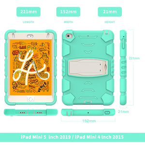 3-Layer Protection Screen Frame + PC + Silicone Shockproof Combination Case with Holder For iPad mini 5 / 4(Mint Green)