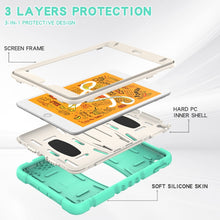 3-Layer Protection Screen Frame + PC + Silicone Shockproof Combination Case with Holder For iPad mini 5 / 4(Mint Green)