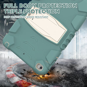 3-Layer Protection Screen Frame + PC + Silicone Shockproof Combination Case with Holder For iPad mini 5 / 4(Emerald Green)