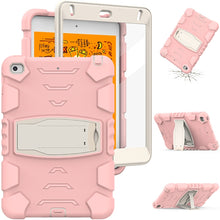 3-Layer Protection Screen Frame + PC + Silicone Shockproof Combination Case with Holder For iPad mini 5 / 4(Cherry Blossoms Pink)