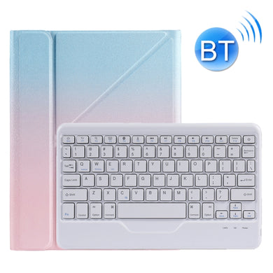 B07 Splittable Bluetooth Keyboard Leather Tablet Case with Triangle Holder & Pen Slot For iPad 9.7 2018 & 2017 / Pro 9.7 / Air 2(Gradient Blue Pink)