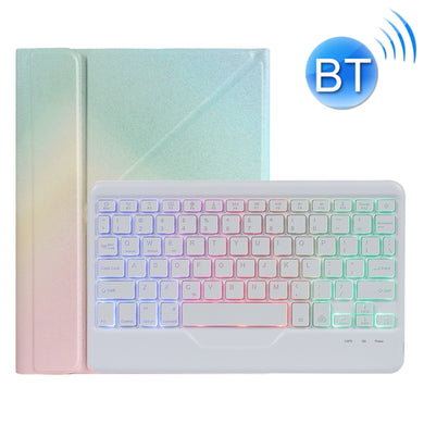 B09S Splittable Backlight Bluetooth Keyboard Leather Tablet Case with Triangle Holder & Pen Slot For iPad 10.2 2020 & 2019 / Pro 10.5 inch / Air 3 10.5 inch(Gradient Rainbow)