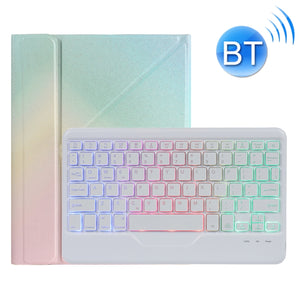 B09S Splittable Backlight Bluetooth Keyboard Leather Tablet Case with Triangle Holder & Pen Slot For iPad 10.2 2020 & 2019 / Pro 10.5 inch / Air 3 10.5 inch(Gradient Rainbow)