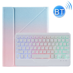 B09S Splittable Backlight Bluetooth Keyboard Leather Tablet Case with Triangle Holder & Pen Slot For iPad 10.2 2020 & 2019 / Pro 10.5 inch / Air 3 10.5 inch(Gradient Blue Pink)
