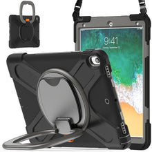 For iPad Pro 10.5 2017 / Air 10.5 2019 Silicone + PC Protective Case with Holder & Shoulder Strap(Black+Gray)