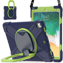 For iPad Pro 10.5 2017 / Air 10.5 2019 Silicone + PC Protective Case with Holder & Shoulder Strap(NavyBlue+Lime)