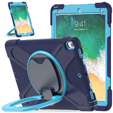 For iPad Pro 10.5 2017 / Air 10.5 2019 Silicone + PC Protective Case with Holder & Shoulder Strap(NavyBlue+Blue)