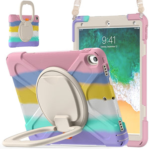 For iPad Pro 10.5 2017 / Air 10.5 2019 Silicone + PC Protective Case with Holder & Shoulder Strap(Colorful Pink)