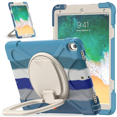 For iPad Pro 10.5 2017 / Air 10.5 2019 Silicone + PC Protective Case with Holder & Shoulder Strap(Colorful Blue)